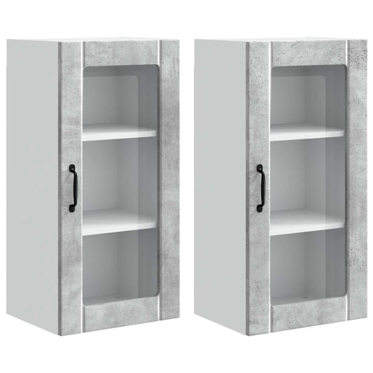 Nástěnná Skleněná Skříň Porto 2 Pcs Betonově Šedá