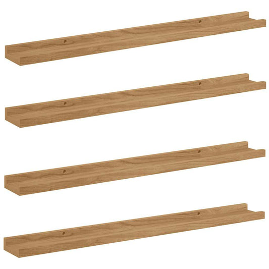 Nástěnná Polička 4 Pcs Hnědá 80 X 9 X 3 Cm Kompozitní Dřevo