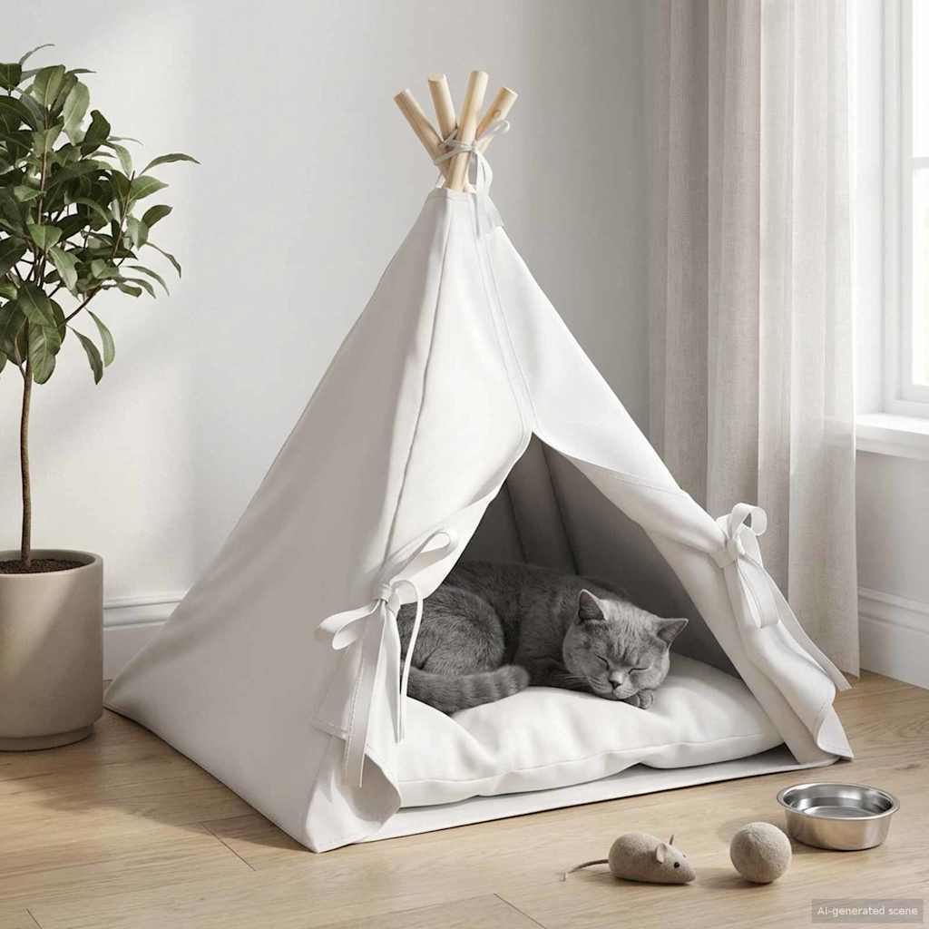 Pet Teepee S Polštářem Bílá 40 X 40 X 50 Cm Polyester