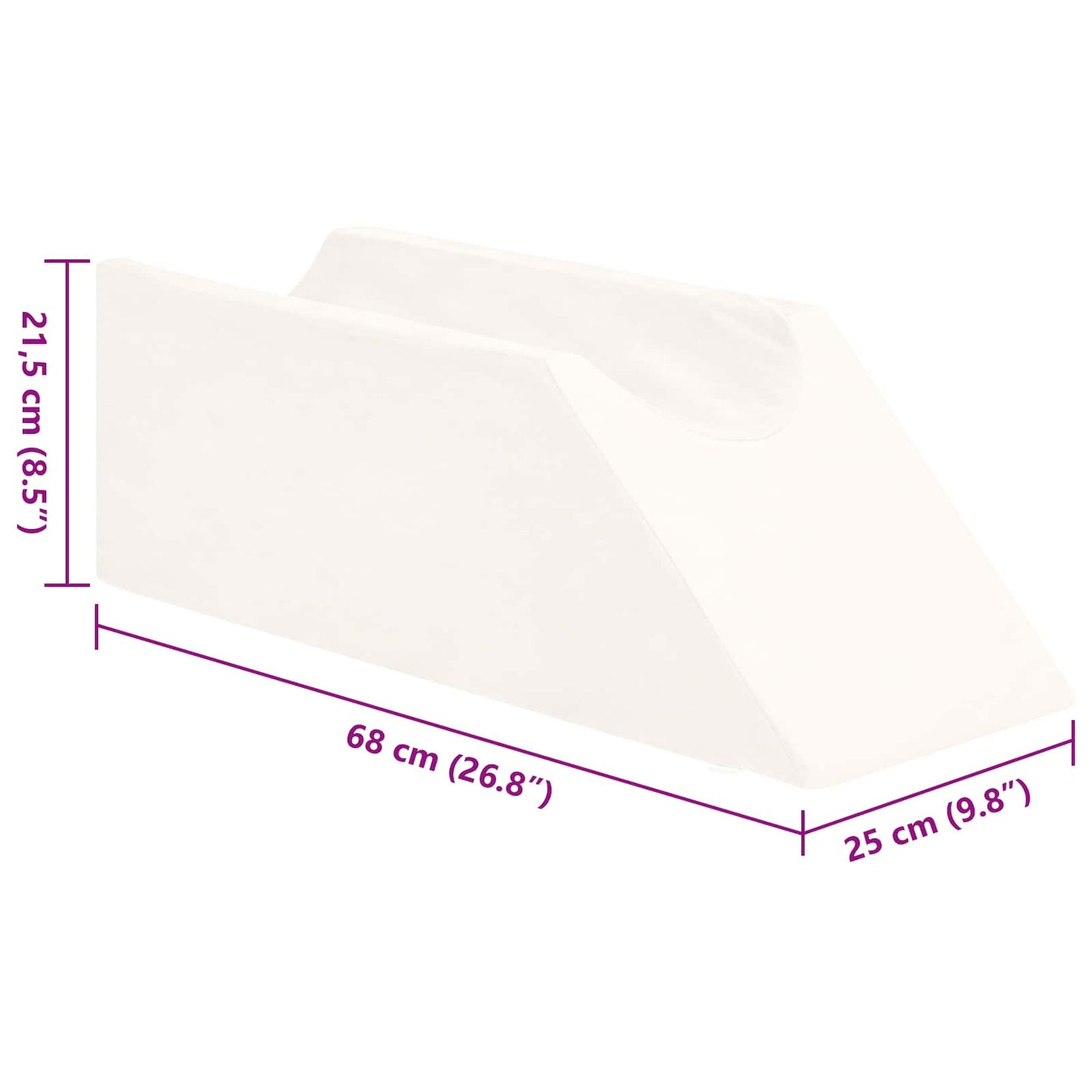Polštář Na Nohy Jednobarevný Bílá 68 X 25 X 21,5 Cm Pu Pěna