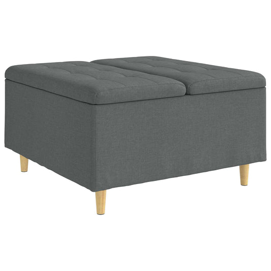 Úložný Taburet S Polštářem Tmavě Šedá 80 X 80 X 45 Cm Textil