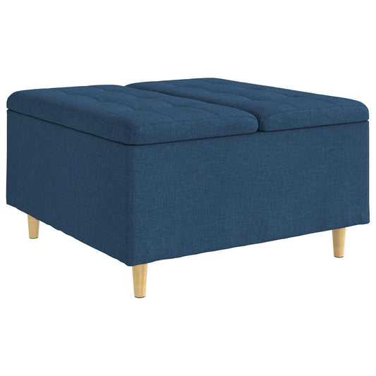 Úložný Taburet S Polštářem Modrá 80 X 80 X 45 Cm Textil