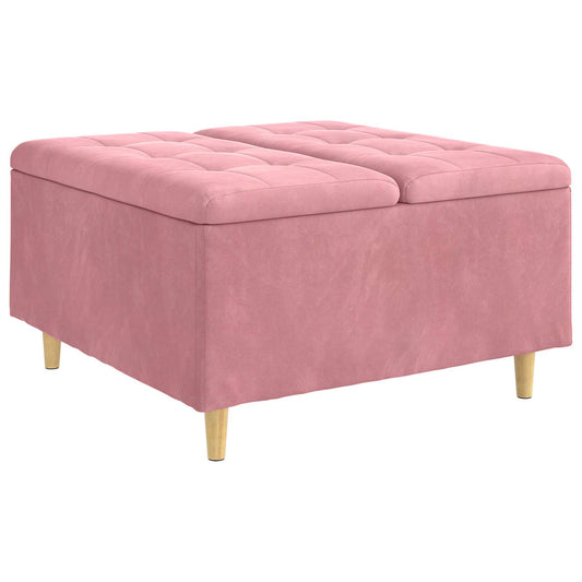 Úložný Taburet S Polštářem Růžová 80 X 80 X 45 Cm Samet