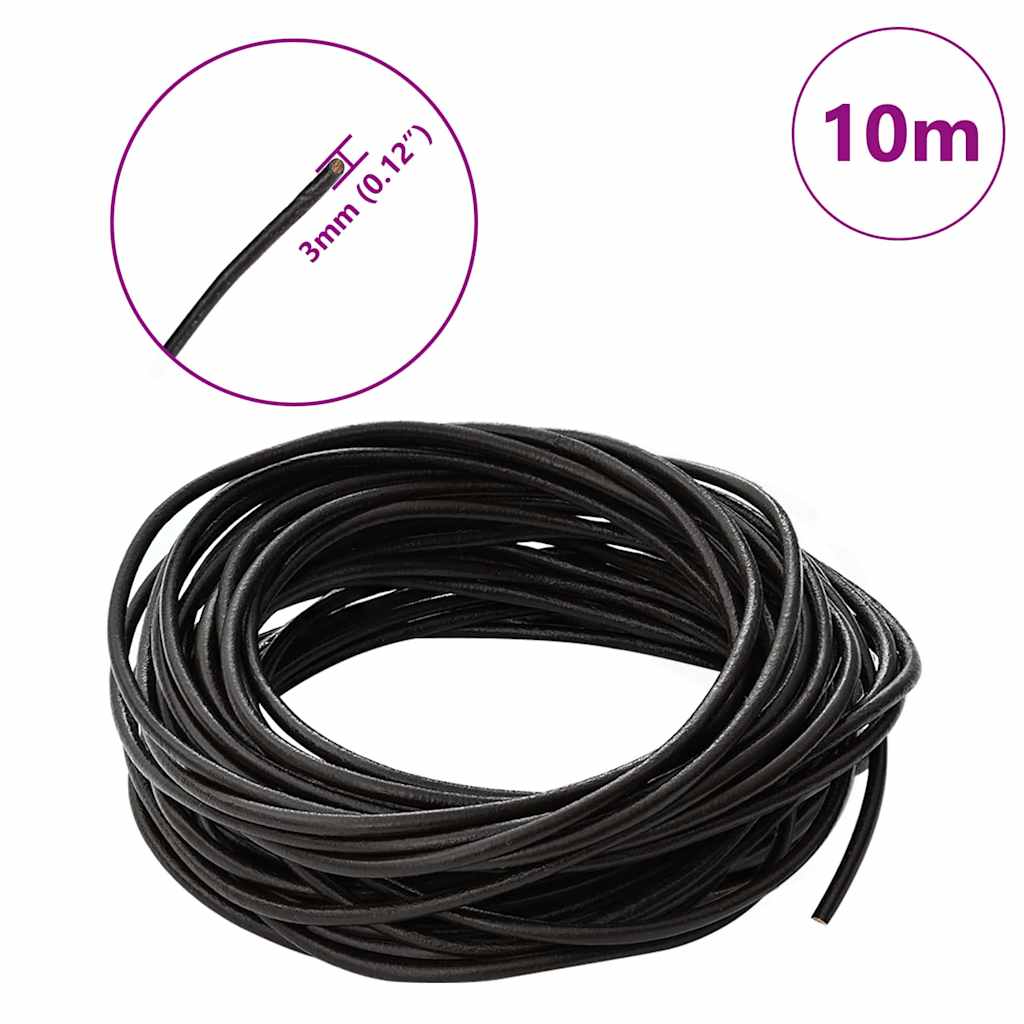 Kožený Provázek Tmavě Hnědá Ø3 Mm X 10 M Kůže