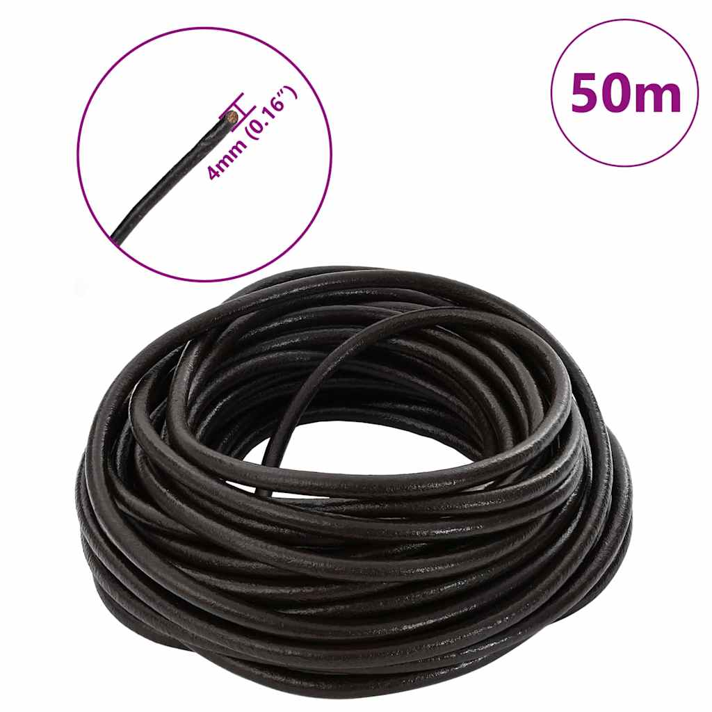 Kožený Provázek Tmavě Hnědá Ø4 Mm X 50 M Kůže