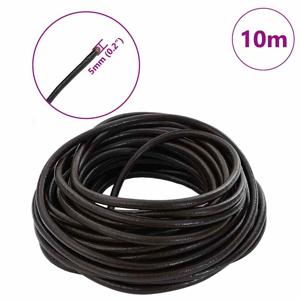 Kožený Provázek Tmavě Hnědá Ø5 Mm X 10 M Kůže