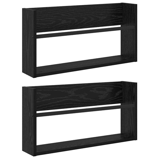 Regál Na Časopisy S Policí 2 Ks Černý Dub 60 X 12 X 30 Cm
