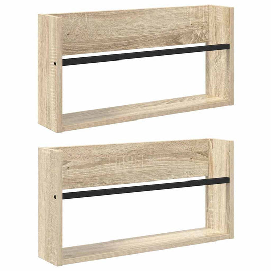 Regál Na Časopisy S Policí 2 Ks Sonoma Dub 60 X 12 X 30 Cm