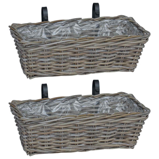 Závěsný Květinový Koš 2 Ks Přirozená Šedá 48 X 22 X 15 Cm