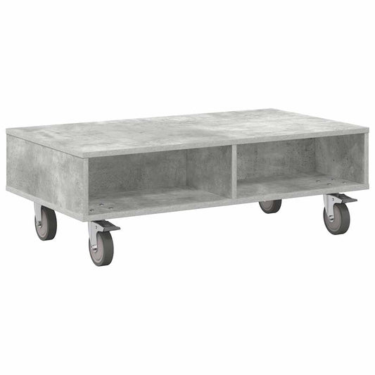 Stolek S Koly Betonově Šedá 90 X 50 X 30 Cm Kompozitní Dřevo