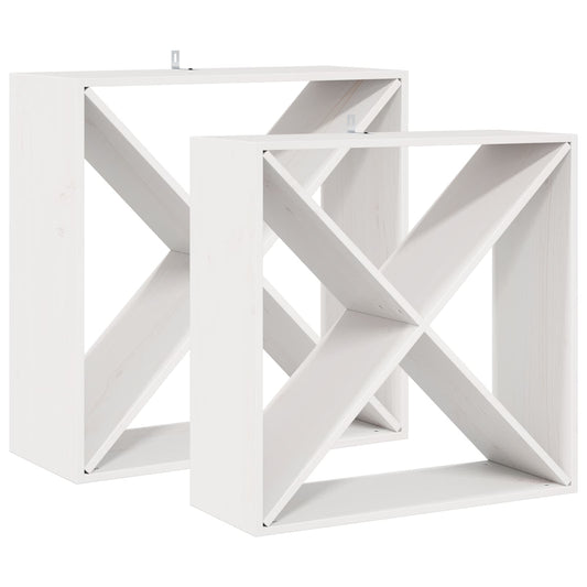 Stojan Na Víno 2 Pcs Bílá 62 X 25 X 62 Cm Masivní Borové Dřevo