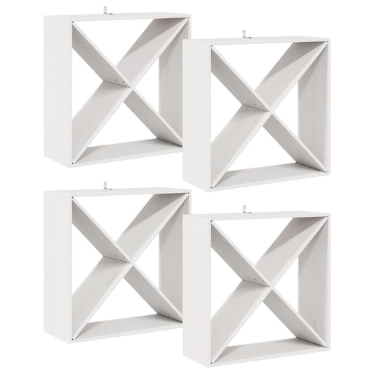 Stojan Na Víno 4 Pcs Bílá 62 X 25 X 62 Cm Masivní Borové Dřevo