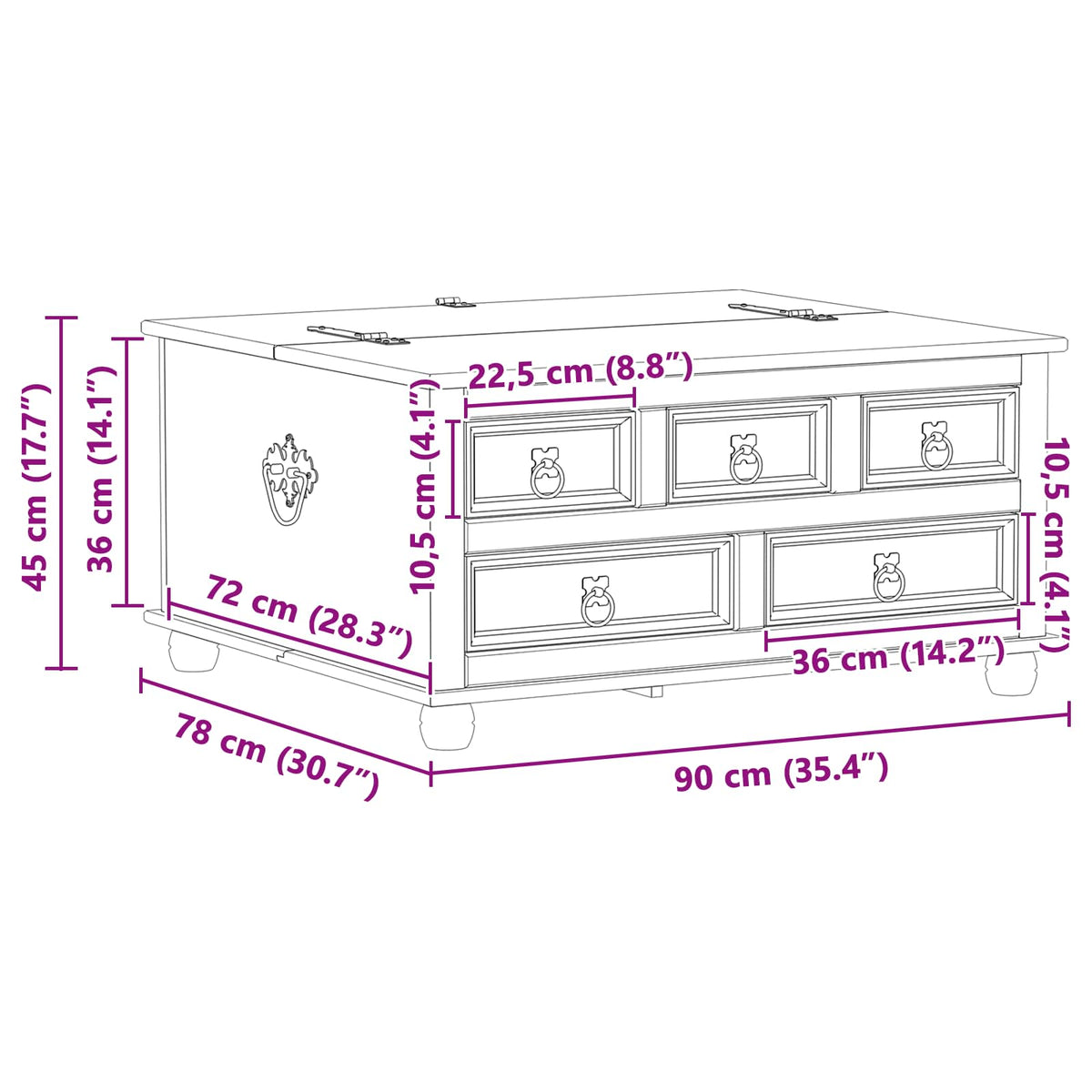 Storage Box S Policí Bílá 90 X 78 X 45 Cm Masivní Borové Dřevo