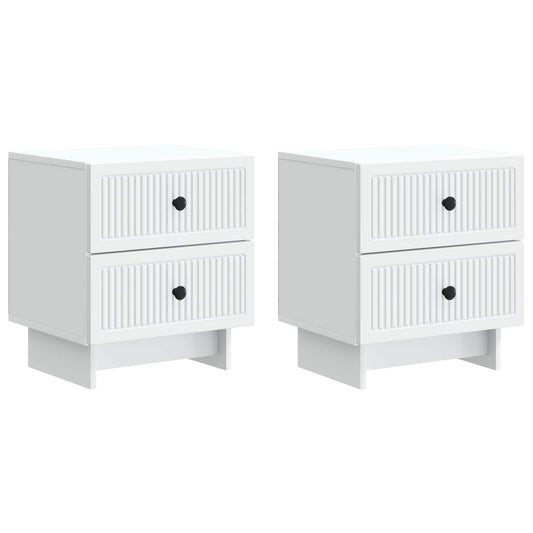Noční Skříňka 2 Pcs Bílá 43 X 34,5 X 47,5 Cm Kompozitní Dřevo