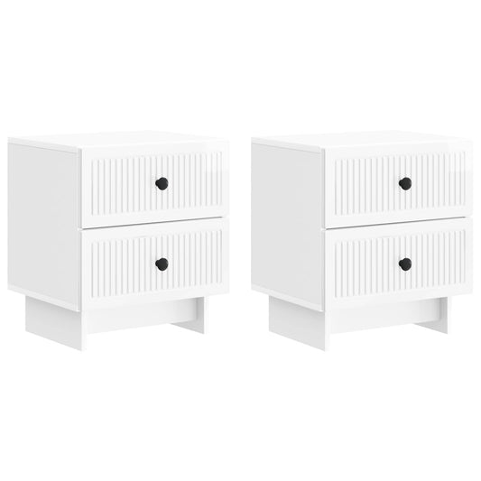 Noční Skříňka 2 Pcs Bílá S Vysokým Leskem 43 X 34,5 X 47,5 Cm