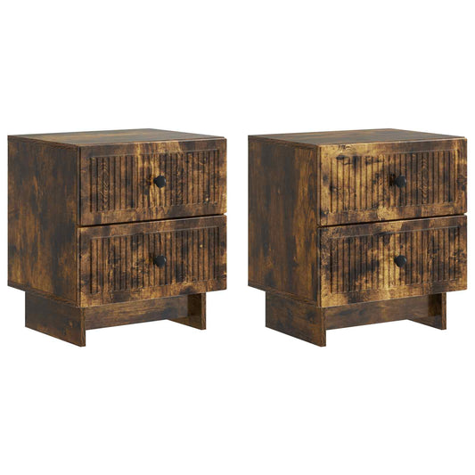 Noční Skříňka Se Zásuvkou 2 Pcs Kouřový Dub 43 X 34,5 X 47,5 Cm