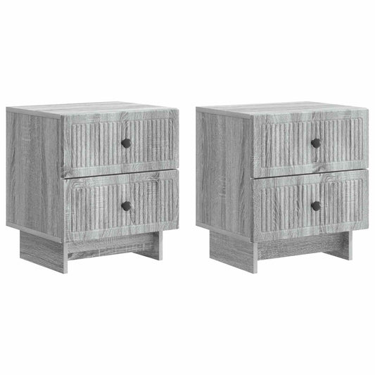 Noční Skříňka Se Zásuvkou 2 Pcs Šedá Sonoma 43 X 34,5 X 47,5 Cm