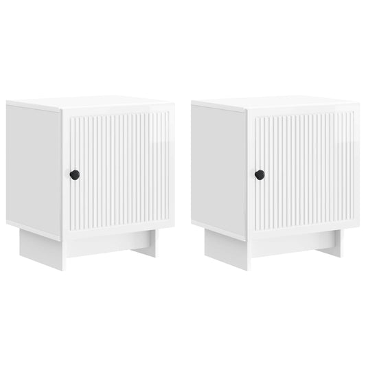 Noční Skříňka 2 Pcs Bílá S Vysokým Leskem 43 X 34,5 X 50 Cm