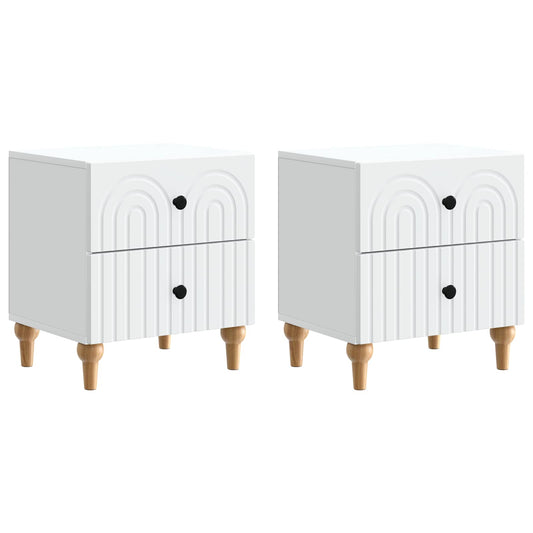 Noční Skříňka 2 Pcs Bílá 43 X 34,5 X 48 Cm Kompozitní Dřevo
