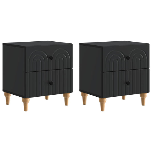Noční Skříňka 2 Pcs Černá 43 X 34,5 X 48 Cm Kompozitní Dřevo