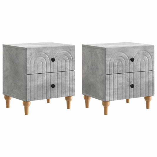 Noční Skříňka Se Zásuvkou 2 Pcs Betonově Šedá 43 X 34,5 X 48 Cm