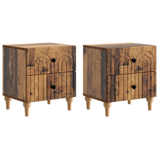 Noční Skříňka Se Zásuvkou 2 Pcs Staré Dřevo 43 X 34,5 X 48 Cm