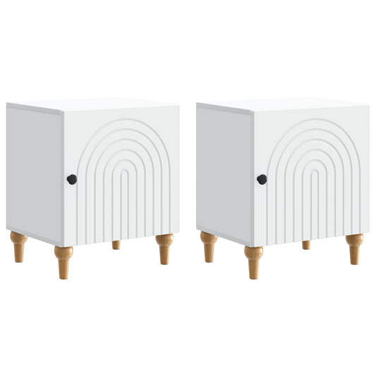 Noční Skříňka 2 Pcs Bílá 43 X 34,5 X 50 Cm Kompozitní Dřevo