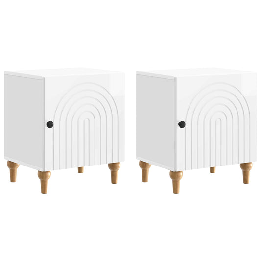 Noční Skříňka 2 Pcs Bílá S Vysokým Leskem 43 X 34,5 X 50 Cm