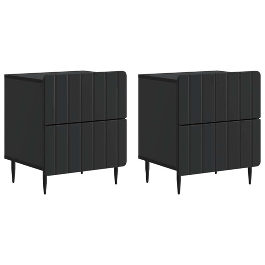 Noční Skříňka 2 Pcs Černá 43 X 34,5 X 49,5 Cm Kompozitní Dřevo