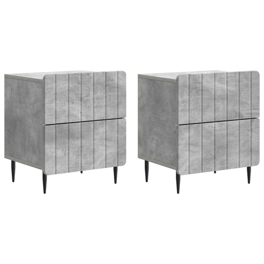 Noční Skříňka 2 Pcs Betonově Šedá 43 X 34,5 X 49,5 Cm