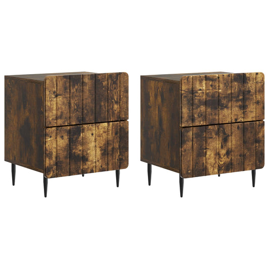 Noční Skříňka Se Zásuvkou 2 Pcs Kouřový Dub 43 X 34,5 X 49,5 Cm
