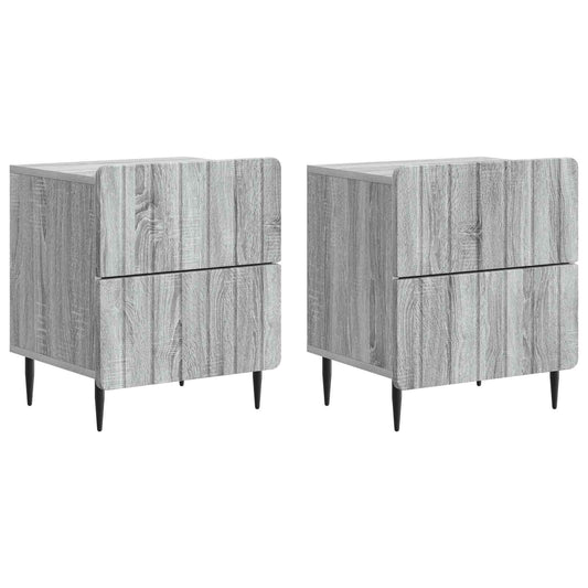 Noční Skříňka Se Zásuvkou 2 Pcs Šedá Sonoma 43 X 34,5 X 49,5 Cm