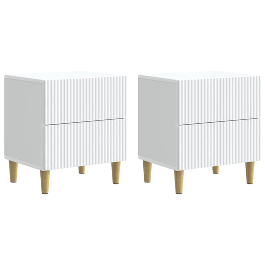 Noční Skříňka 2 Pcs Bílá 43 X 34,5 X 48 Cm Kompozitní Dřevo