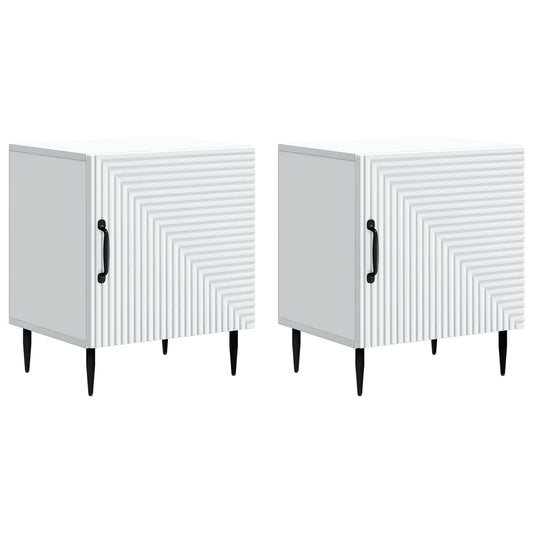 Noční Skříňka 2 Pcs Bílá 43 X 34,5 X 50 Cm Kompozitní Dřevo