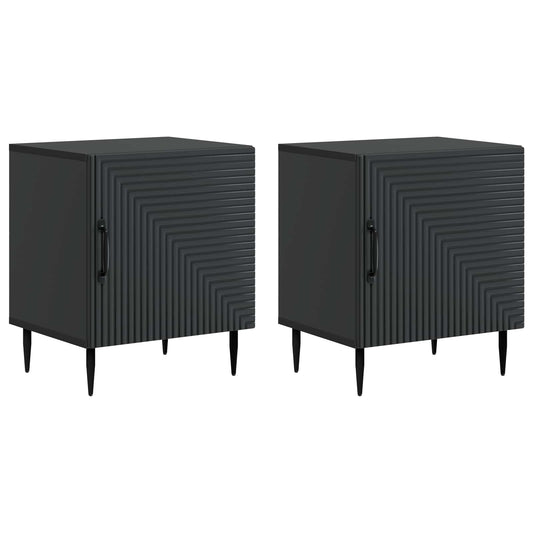 Noční Skříňka 2 Pcs Černá 43 X 34,5 X 50 Cm Kompozitní Dřevo