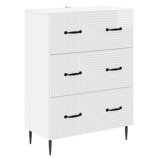 Skříň Se Zásuvkami Bílá S Vysokým Leskem 66 X 34,5 X 89,5 Cm