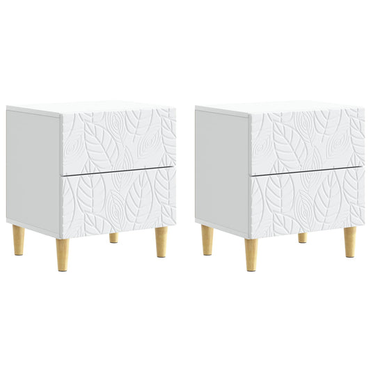 Noční Stolek 2 Pcs Bílá 43 X 34,5 X 48 Cm Kompozitní Dřevo