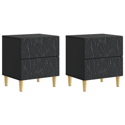 Noční Stolek 2 Pcs Černá 43 X 34,5 X 48 Cm Kompozitní Dřevo