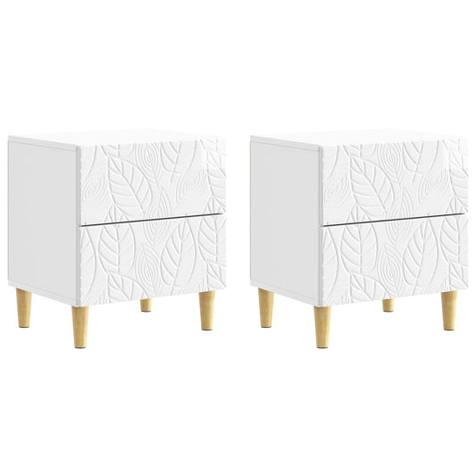 Noční Stolek 2 Pcs Bílá S Vysokým Leskem 43 X 34,5 X 48 Cm