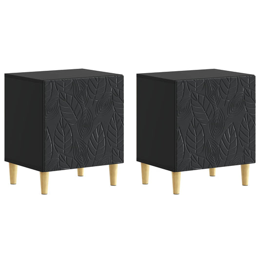 Noční Stolek 2 Pcs Černá 43 X 34,5 X 50 Cm Kompozitní Dřevo