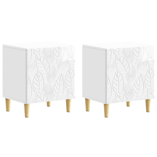Noční Stolek 2 Pcs Bílá S Vysokým Leskem 43 X 34,5 X 50 Cm
