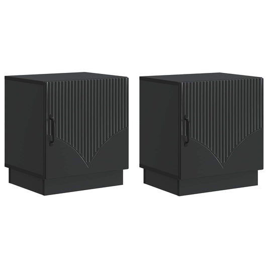 Noční Stolek 2 Pcs Černá 43 X 34,5 X 47 Cm Kompozitní Dřevo