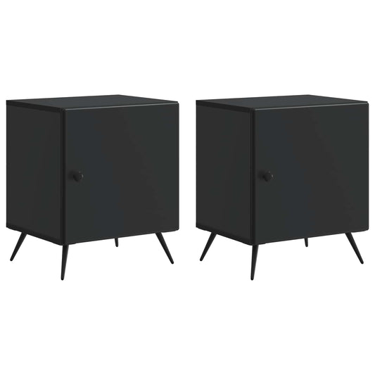 Noční Skříňka 2 Pcs Černá 43 X 34,5 X 50 Cm Kompozitní Dřevo