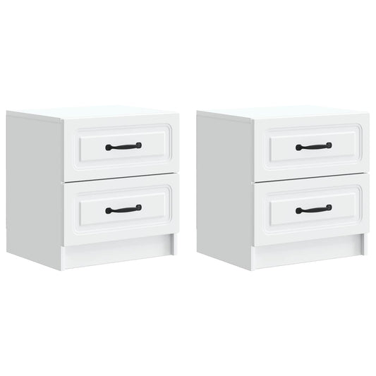 Noční Skříňka 2 Pcs Bílá 43 X 34,5 X 44,5 Cm Kompozitní Dřevo