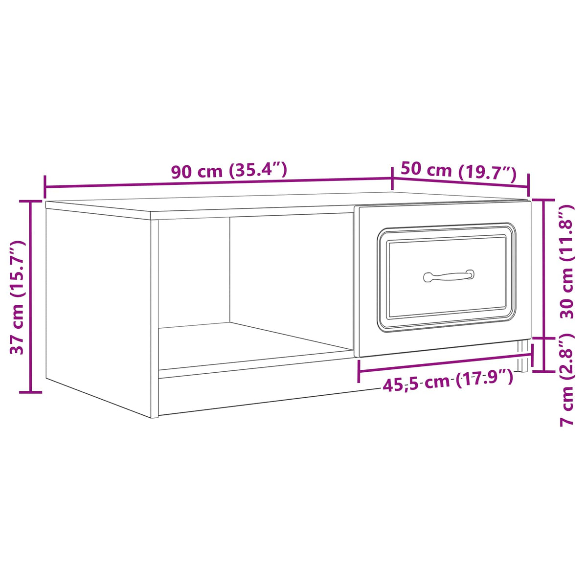 Konferenční Stolek Dub Sonoma 90 X 50 X 37 Cm Kompozitní Dřevo