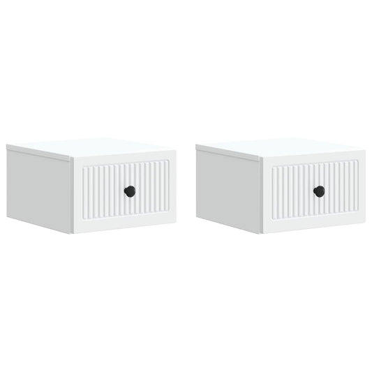 Nástěnný Noční Stolek Se Zásuvkou 2 Pcs Bílá 33 X 34,5 X 20 Cm
