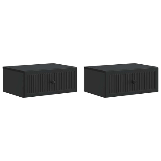 Noční Skříňka 2 Pcs Černá 49 X 34,5 X 20 Cm Kompozitní Dřevo