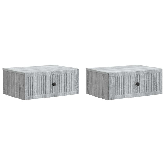 Noční Skříňka Se Zásuvkou 2 Pcs Šedá Sonoma 49 X 34,5 X 20 Cm