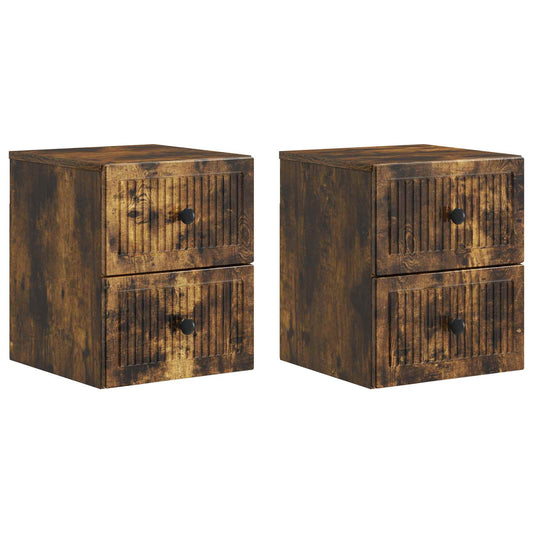Nástěnný Noční Stolek 2 Pcs Kouřový Dub 33 X 34,5 X 40 Cm