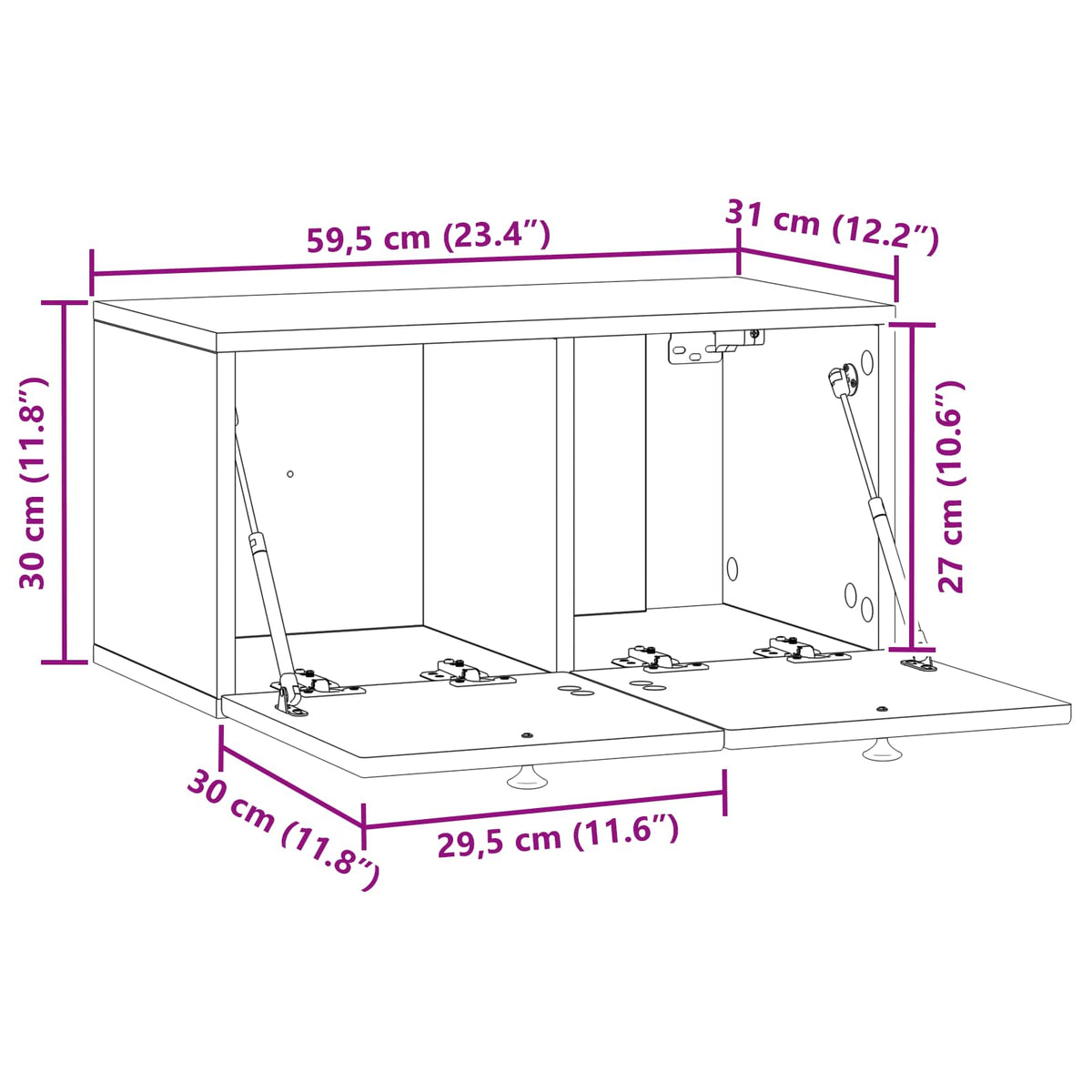 Nástěnná Tv Skříň Bílá 59,5 X 31 X 30 Cm Kompozitní Dřevo